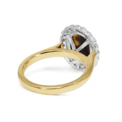 18ct Yellow and White Gold Black Opal and Diamond Daisy Halo Ring