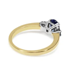9ct Yellow and White Gold Oval Sapphire and Diamond 3 Stone Ring
