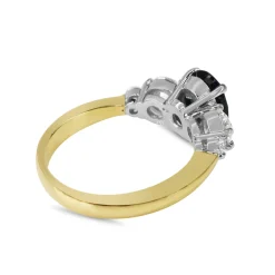 18ct Yellow and White Gold Oval Sapphire and Diamond 5 Stone Ring