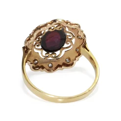 18ct Yellow and White Gold Art Deco Garnet and Rose Cut Diamond Ring