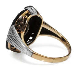 14ct Yellow and White Gold Art Deco Onyx and Diamond Ring