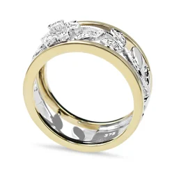 9ct Yellow and White Gold Floral Diamond Ring