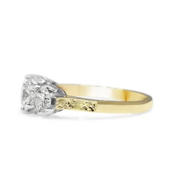 18ct Yellow and White Gold Antique Style 3 Stone Diamond Ring