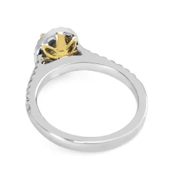 18ct Yellow and White Gold Yellow Oval Diamond Halo Ring