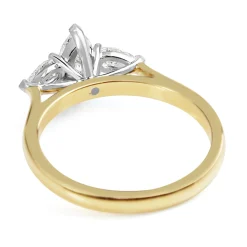 18ct Yellow and White Gold Marquise and Pear 3 Stone Diamond Ring