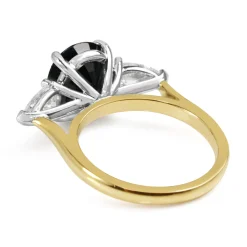 18ct Yellow and White Gold Teal/Green Sapphire and Pear Diamond 3 Stone Ring