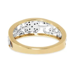 9ct Yellow and White Gold Champagne and White Diamond Floral Band Ring
