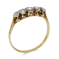 18ct Yellow and White Gold Rose Cut Vintage 5 Stone Ring