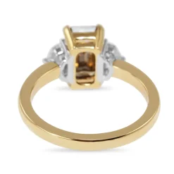 18ct Yellow and White Gold Champagne and Cadi Cut 3 Stone Diamond Ring