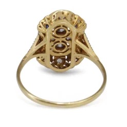 18ct Yellow and White Gold Art Deco Sapphire and Old Cut Diamond Ring