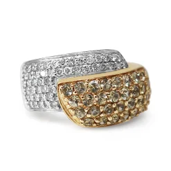 14ct Yellow and White Gold Yellow Sapphire and Diamond Ring