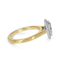 18ct Yellow and White Gold Pear Diamond Halo Ring