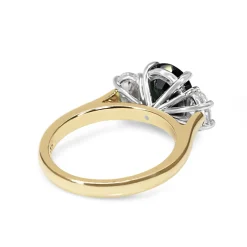 18ct Yellow and White Gold Oval Sapphire and Diamond 3 Stone Ring