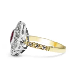 18ct Yellow and White Gold Ruby and Diamond Daisy Ring
