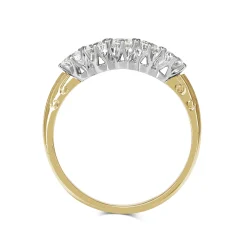 18ct Yellow and White Gold Vintage Style 5 Stone Diamond Ring