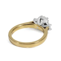 18ct Yellow and White Gold Oval and Half Moon 3 Stone Diamond Ring