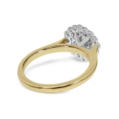 18ct Yellow and White Gold Brilliant and Single Cut Diamond Cluster Daisy Ring