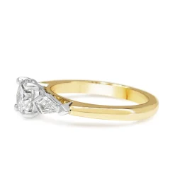 18ct Yellow and White Gold Brilliant and Kite Cut 3 Stone Diamond Ring