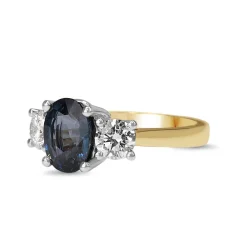 18ct Yellow and White Gold Sapphire and Diamond 3 Stone Ring