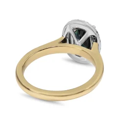 18ct Yellow and White Gold Oval Sapphire and Diamond Halo Ring