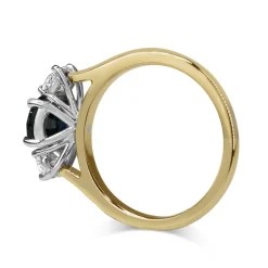 18ct Yellow and White Gold Oval Sapphire and Diamond 3 Stone Ring
