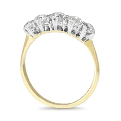 18ct Yellow and White Gold Antique Old Cut 5 Stone Diamond Ring
