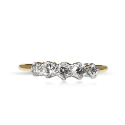 18ct Yellow and White Gold Antique Old Cut 5 Stone Diamond Ring