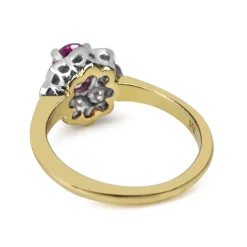 18ct Yellow and White Gold Pink Sapphire and Diamond Daisy Ring
