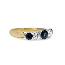 18ct Yellow and White Gold Sapphire and Diamond 5 Stone Ring