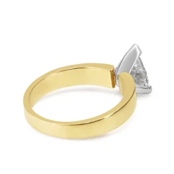 18ct Yellow and White Gold Pear Shaped Diamond Solitaire Ring