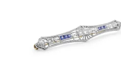 14ct Yellow and White Gold Antique Sapphire and Diamond Brooch
