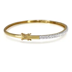 18ct Yellow and White Gold Hinged 2.00ct Diamond Bangle