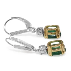 18ct Yellow and White Gold Emerald and Diamond Drop Earrings