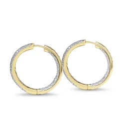 14ct Yellow and White Gold Diamond Pavè Hoop Earrings