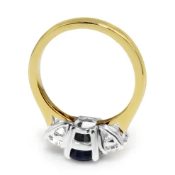 18ct Yellow and White Gold Sapphire and Diamond 3 Stone Ring