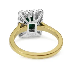 18ct Yellow and White Gold Emerald and Diamond Ring