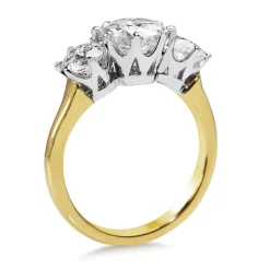 18ct Yellow and White Gold Victorian Style 3 Stone Diamond Ring