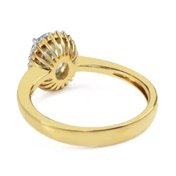 9ct Yellow and White Gold Aquamarine and Diamond Halo Ring