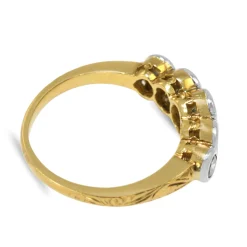 18ct Yellow and White Gold Vintage Bezel 5 Stone Diamond Ring