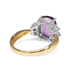 18ct Yellow and White Gold Pink Sapphire and Diamond Ring