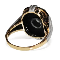 14ct Yellow and White Gold Art Deco Onyx and Diamond Ring