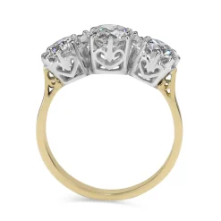 18ct Yellow and White Gold Victorian Style 3 Stone Diamond Ring