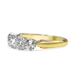 18ct Yellow and White Gold Victorian Style 5 Stone Diamond Ring