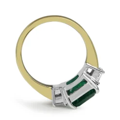 18ct Yellow and White Gold Emerald and Diamond 3 Stone Ring