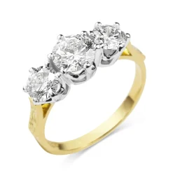 18ct Yellow and White Gold Antique Style 3 Stone Diamond Ring