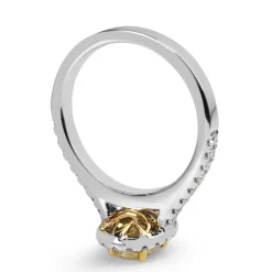 18ct Yellow and White Gold Yellow Oval Diamond Halo Ring