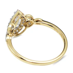 18ct Yellow and White Gold Vintage Style Pear Halo Diamond Ring