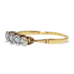 18ct Yellow and White Gold Rose Cut Vintage 5 Stone Ring