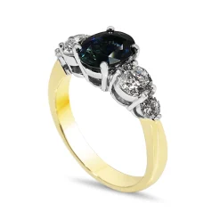 18ct Yellow and White Gold Sapphire and Diamond 5 Stone Ring