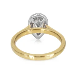18ct Yellow and White Gold Pear Diamond Halo Ring